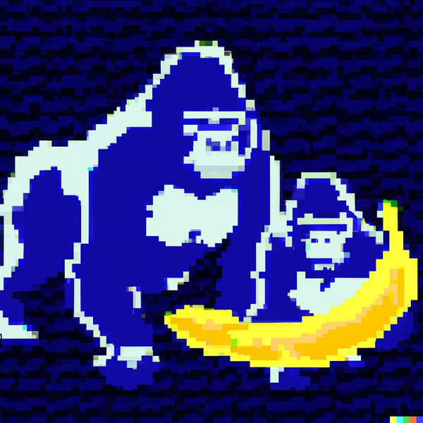 Two Gorillas in front of a banana